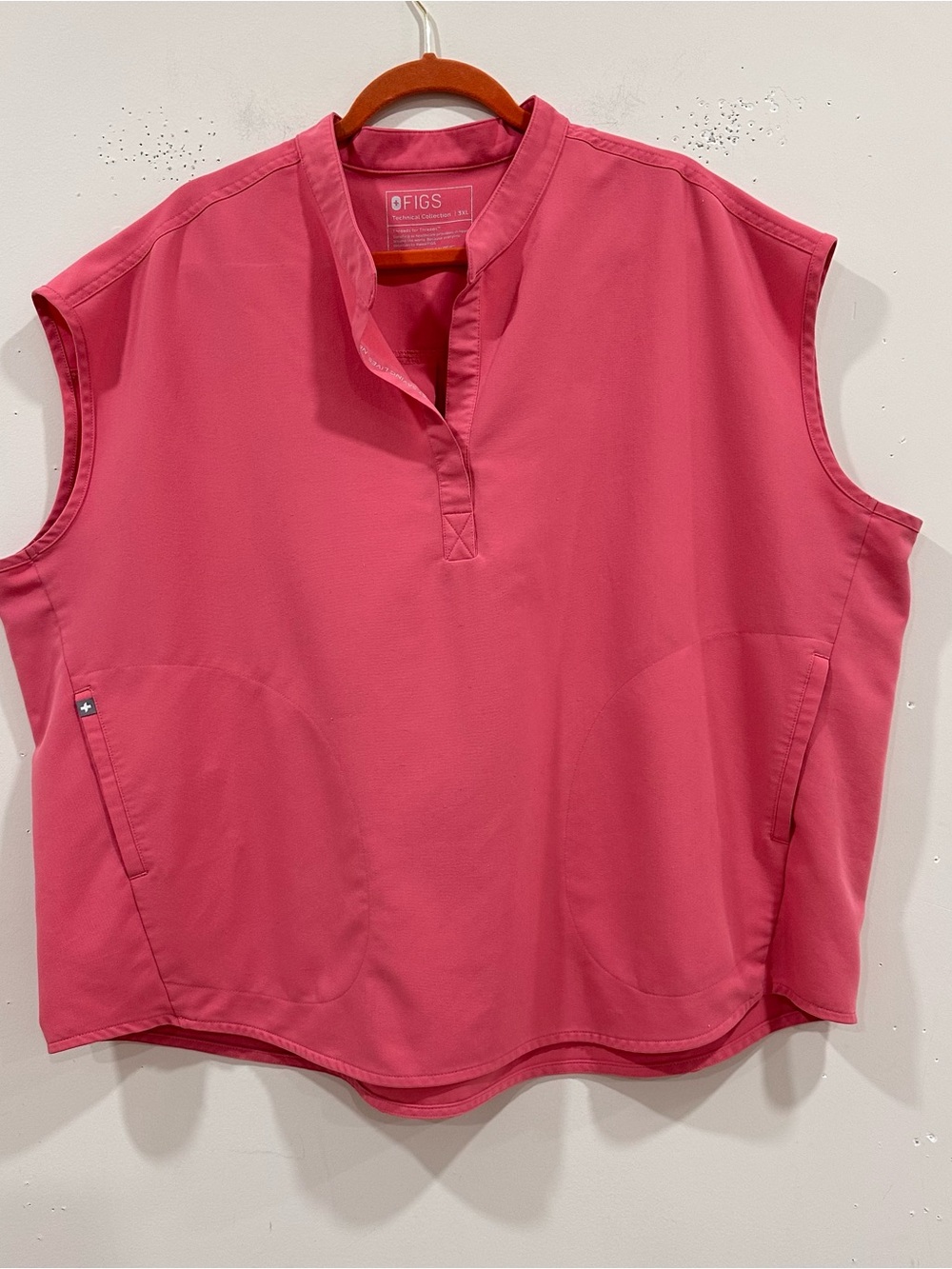 FIGS‎ Rafaela Oversized Scrub Top 3XL Pink Mandarin Collar 3-Pocket Plus Size
